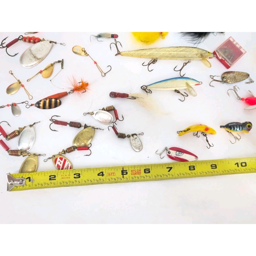 Vintage Fishing Lures Lot Mepps Aglia Red Devil Rapala Hula Spinners Hooks - Picture 11 of 14